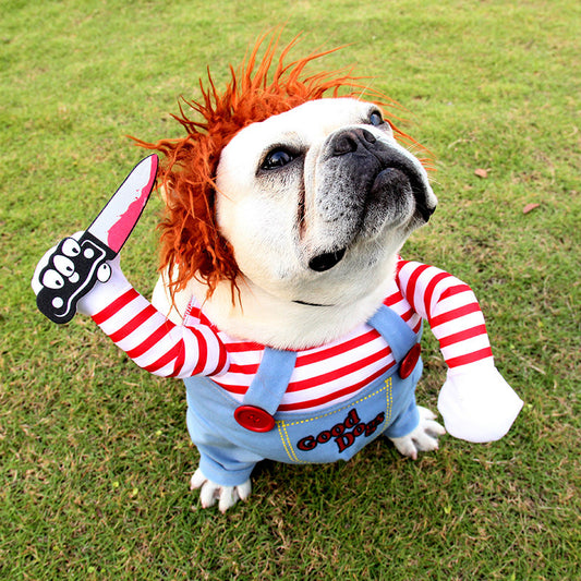 Halloween Pet Costume for Small Dogs with Knife Prop