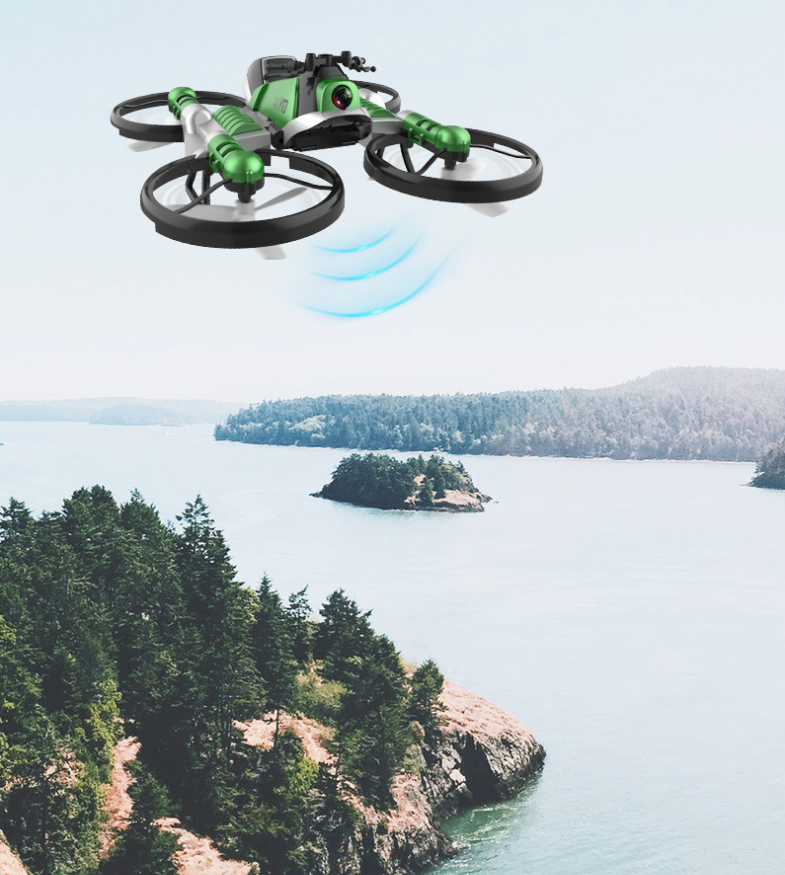 Remote Control Transforming Motorcycle Drone Toy